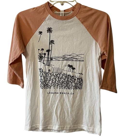 NWT Girls Airlume Jersey Large Laguna Beach California Shirt White Pink Large - Picture 1 of 12